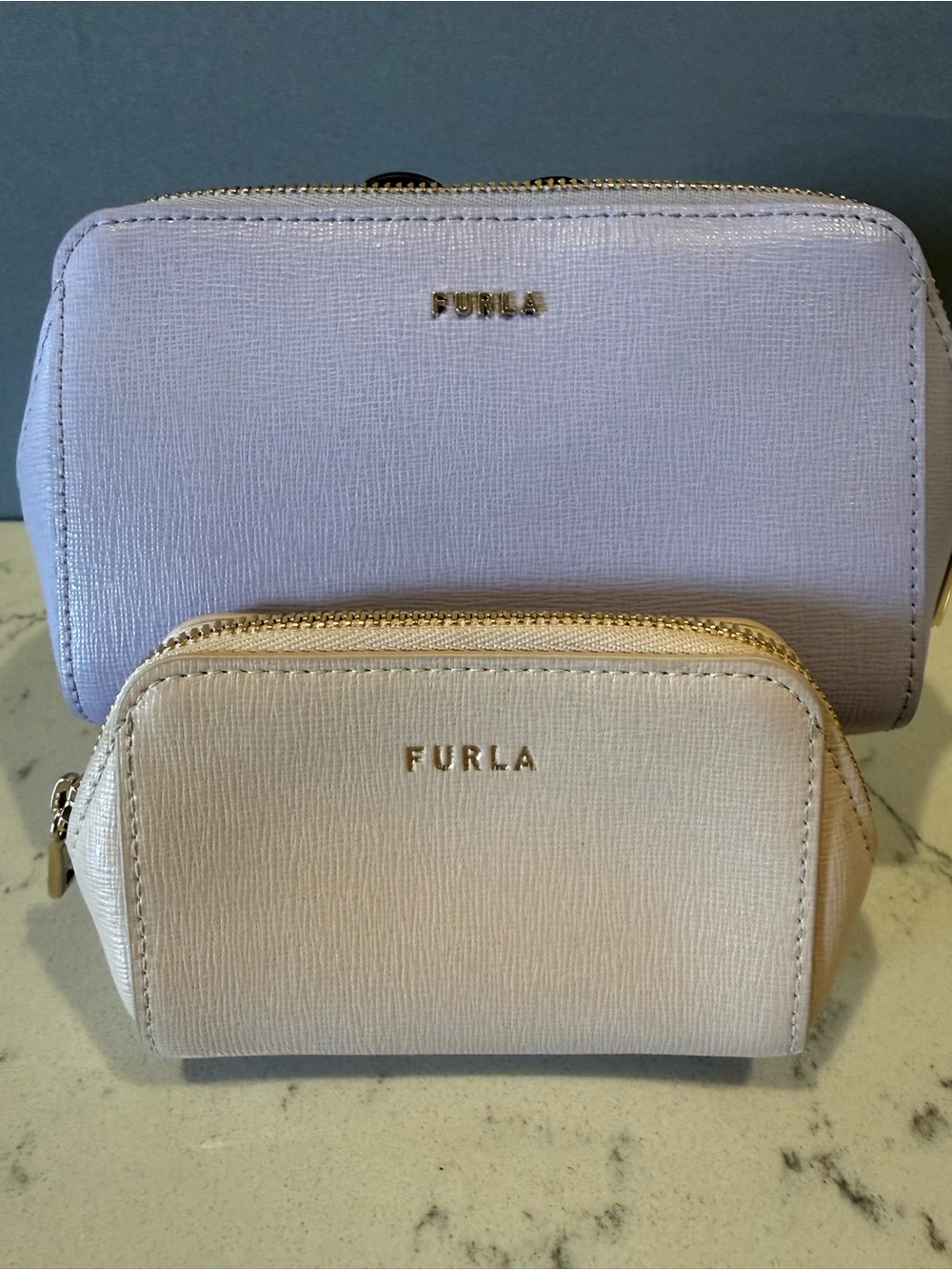 Furla Lavender Zip Wallet with Cream Coin Pouch